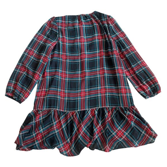 Draper James Red Green Plaid Mini Dress Fit And Flare Long Sleeve Size Large - Picture 7 of 12